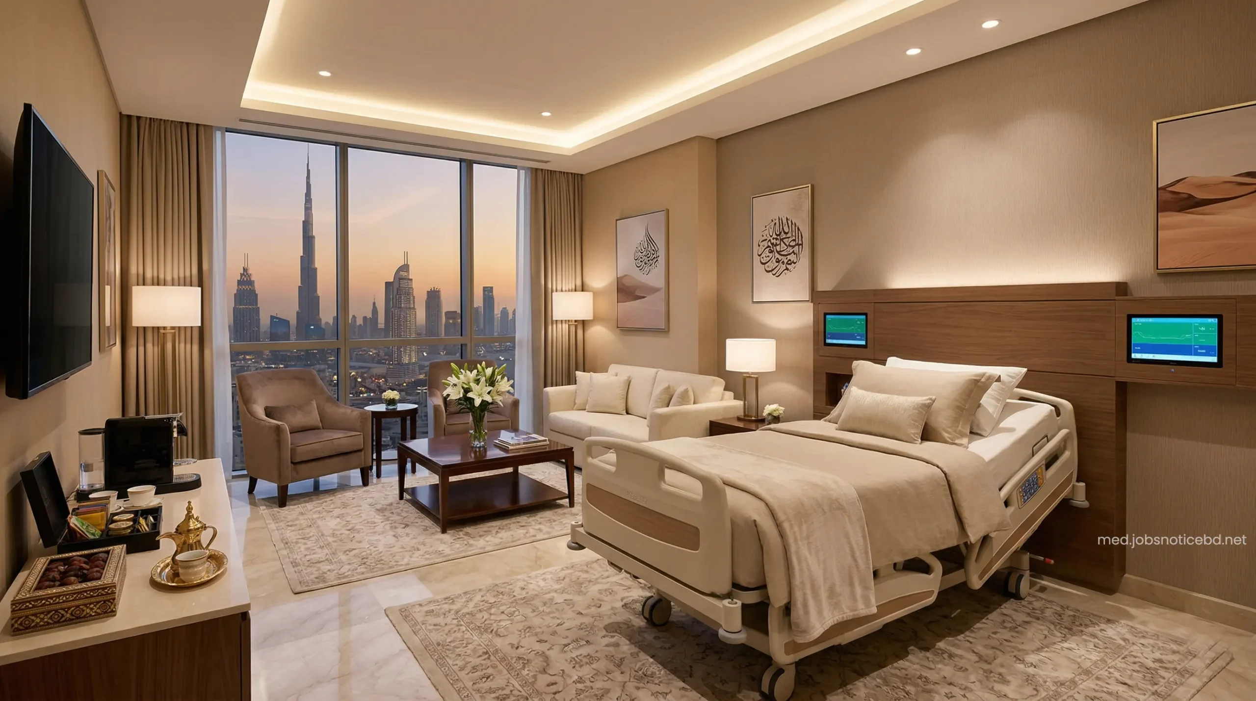 VIP patient recovery room at Aster Hospital Mankhool featuring modern amenities and complete privacy.