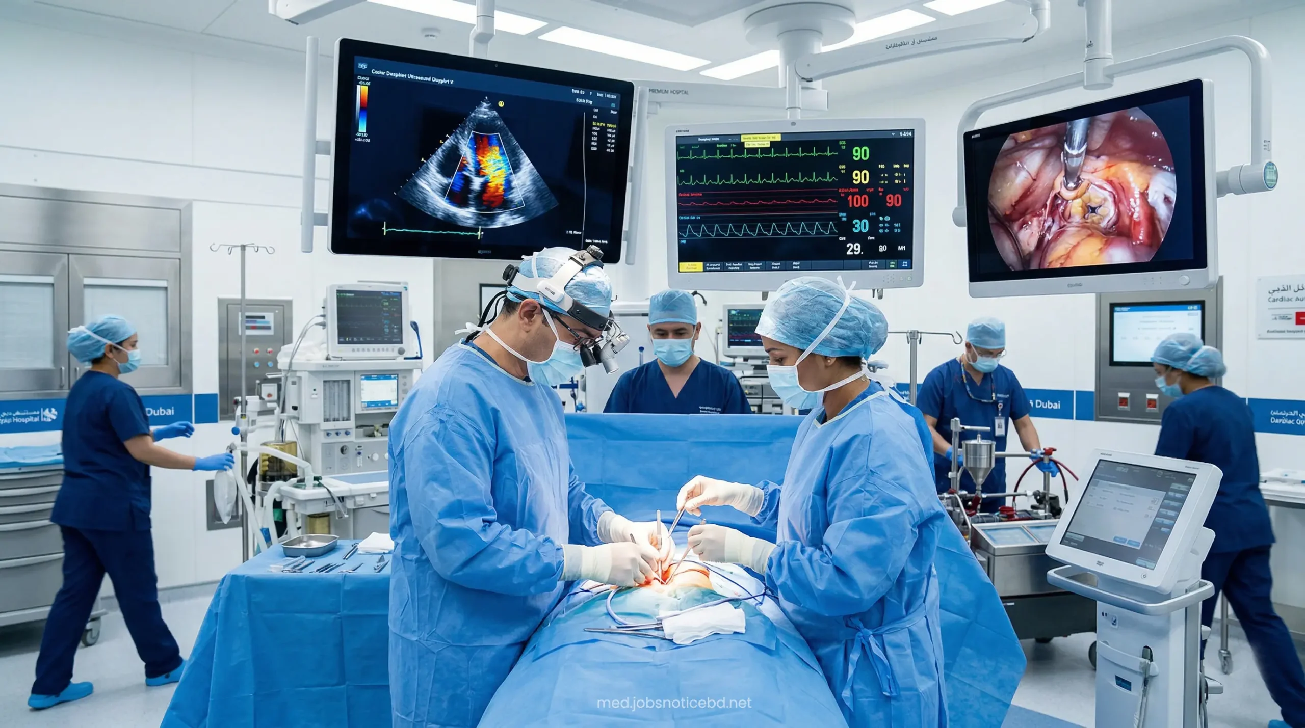 High-tech cardiac operating theater at Aster Hospital prepared for a rapid emergency intervention.