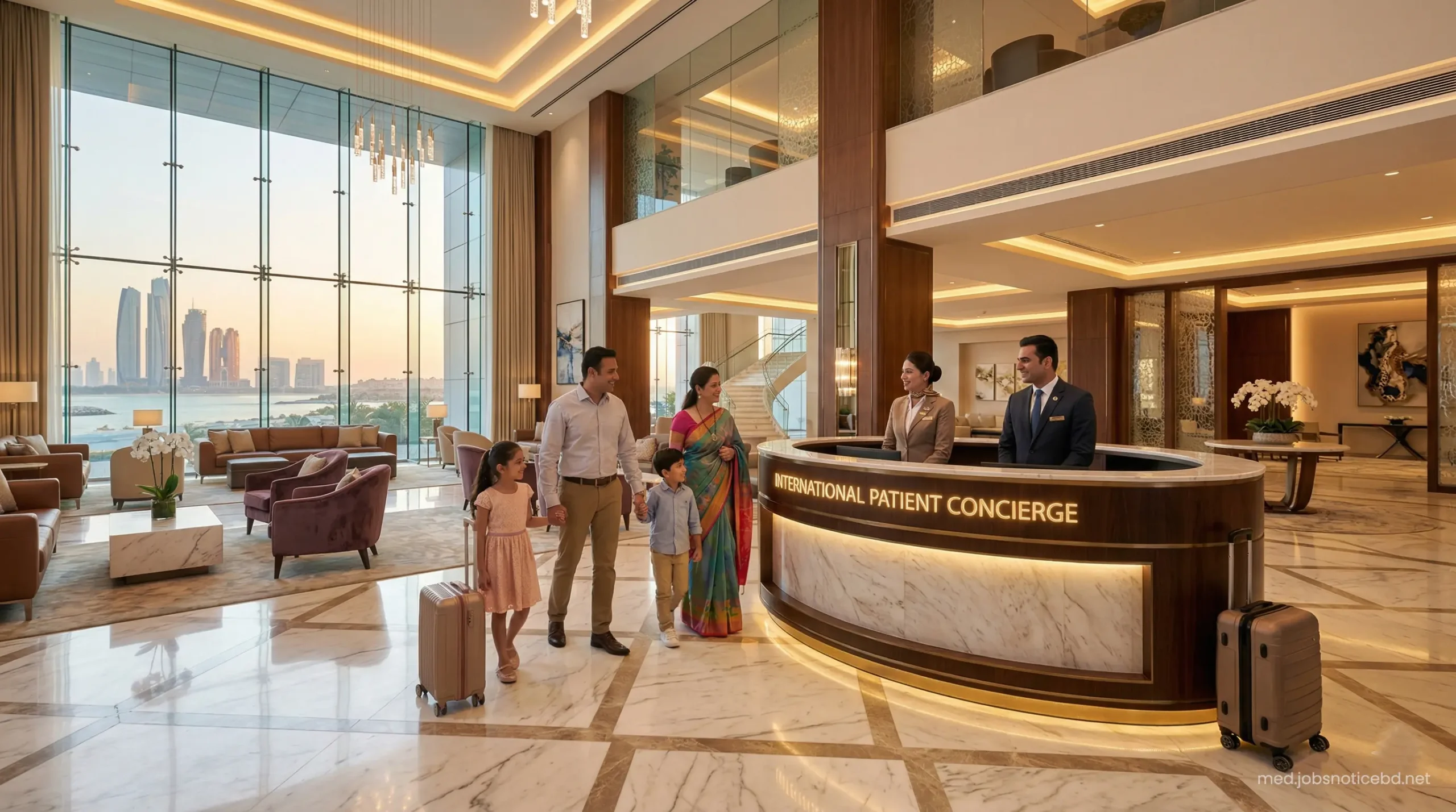 Luxurious VIP international patient reception at NMC Royal Hospital Abu Dhabi.